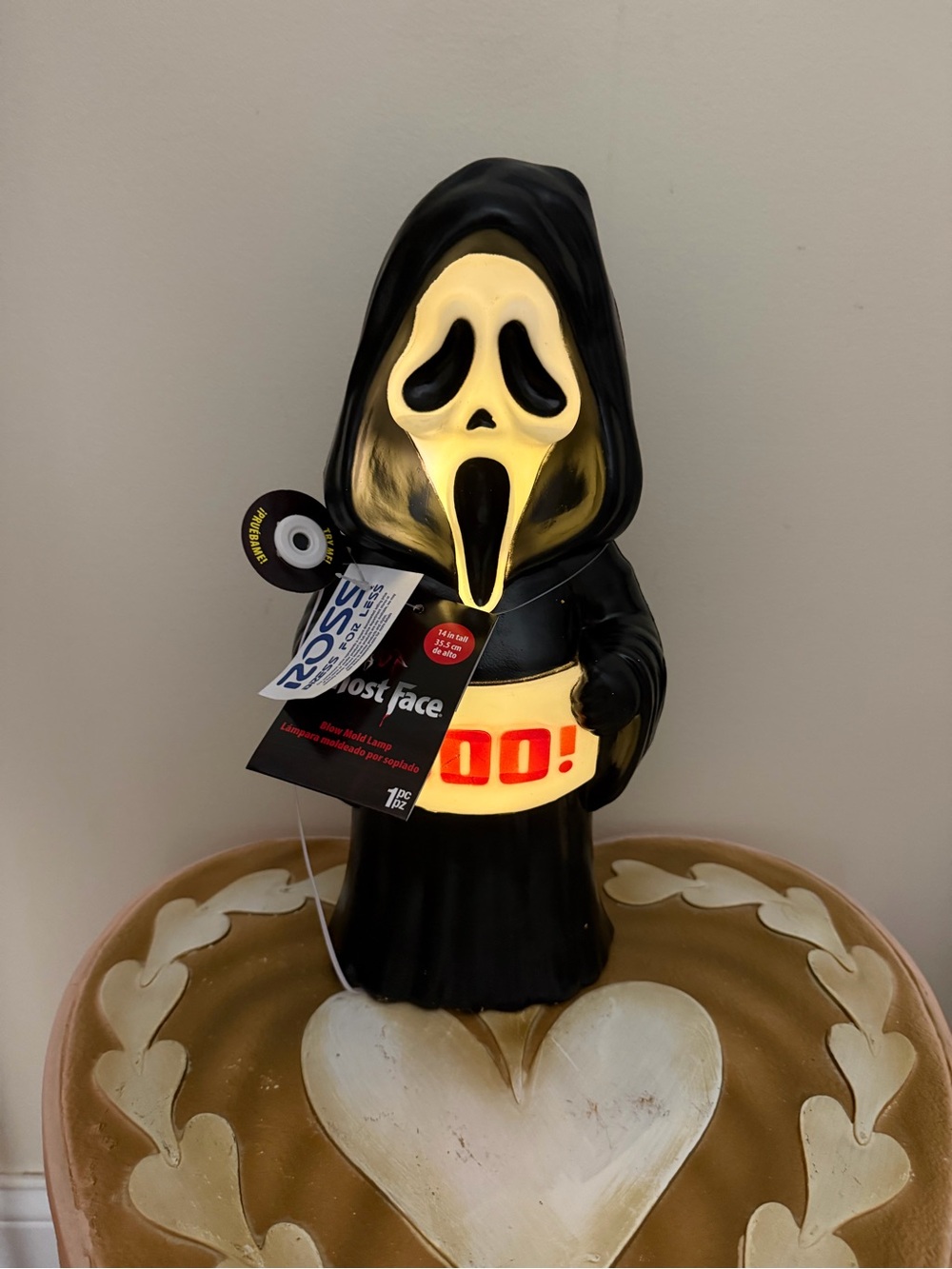 Ghost Face Blow Mold Light Up Halloween Decor